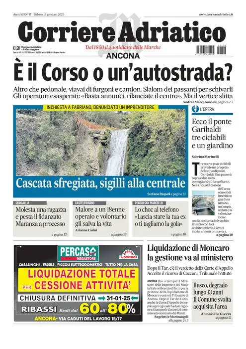 Prima-pagina-corriere adriatico-edizione-di-oggi-18-01-2025